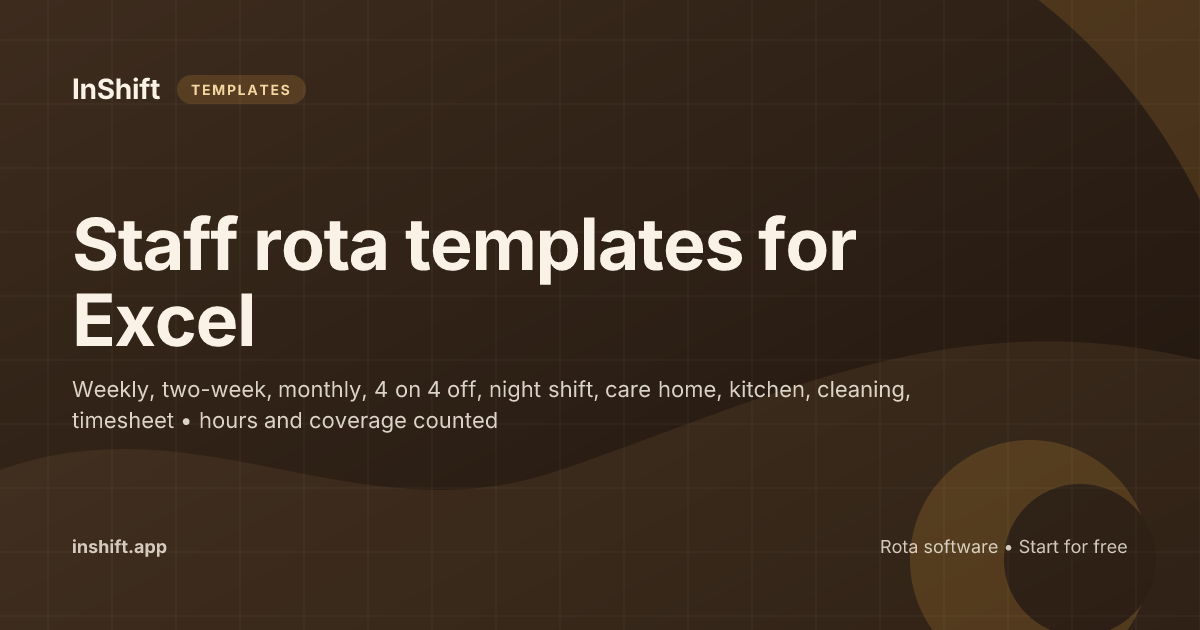 Free rota template: weekly, monthly and timesheet in Excel
